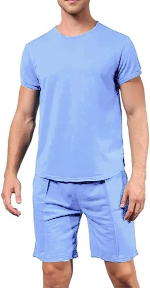 Men's Shirt and Shorts Set 2 Piece Outfits Fashion Summer Tracksuits Casual Sportwear Set