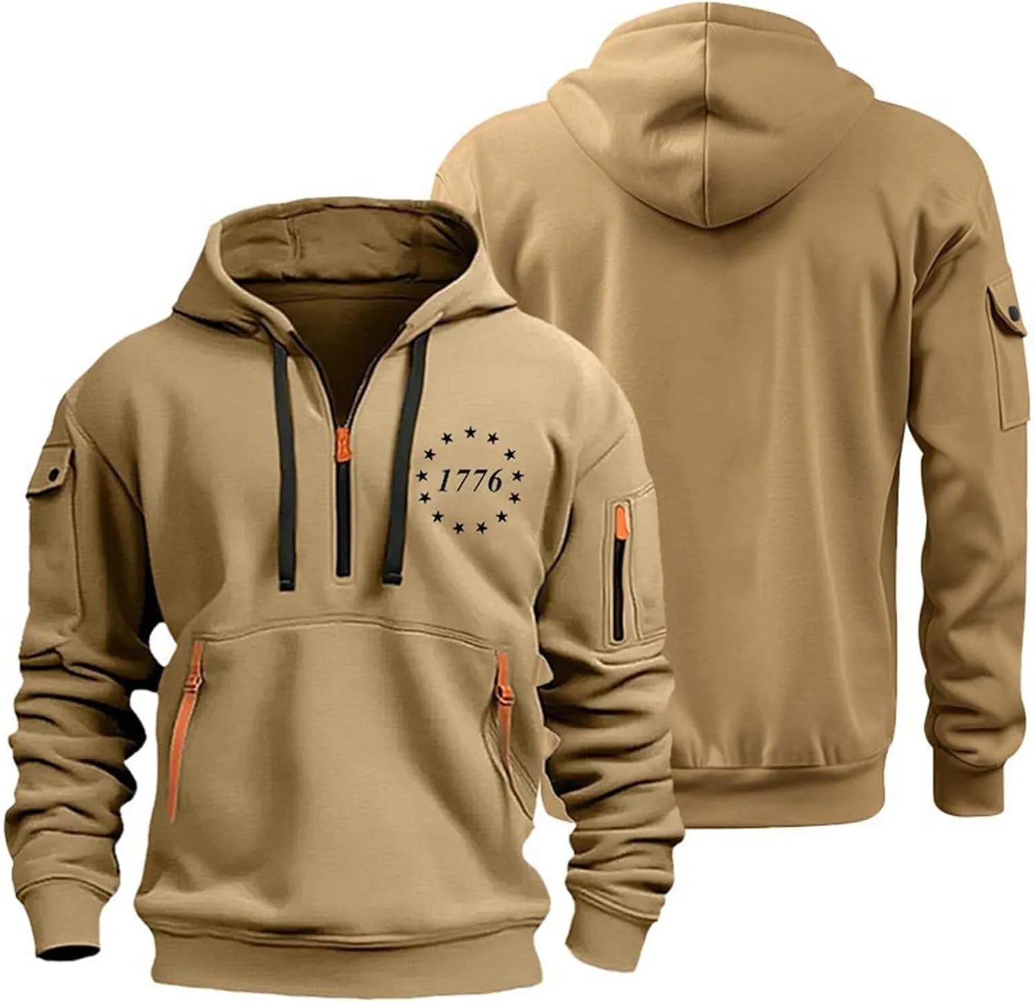 Men's Sweatshirt 1/4 Zip Gym Athletic Soft Drawstring Mens Hoodie Lightweight Basic Sweatshirt with Pockets