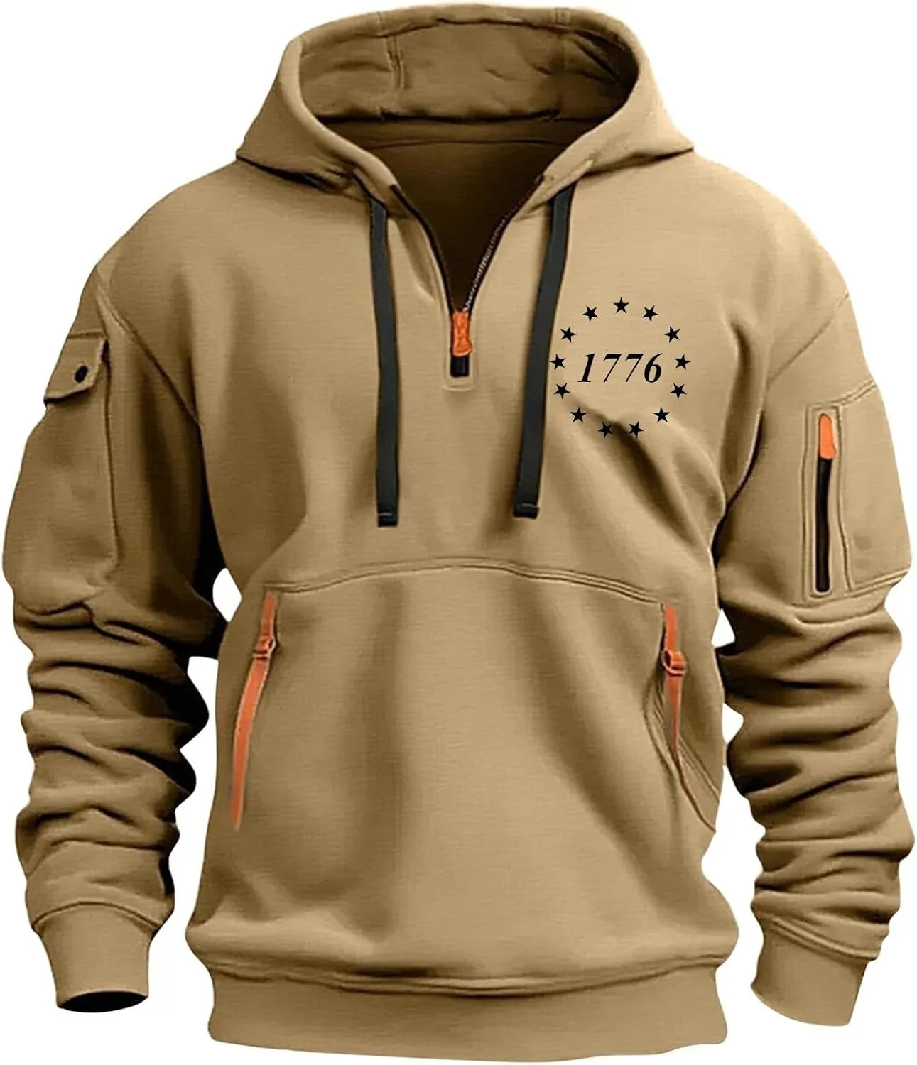 Men's Sweatshirt 1/4 Zip Gym Athletic Soft Drawstring Mens Hoodie Lightweight Basic Sweatshirt with Pockets