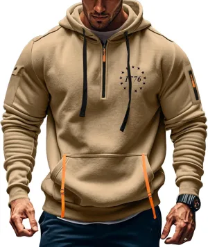 Men's Sweatshirt 1/4 Zip Gym Athletic Soft Drawstring Mens Hoodie Lightweight Basic Sweatshirt with Pockets