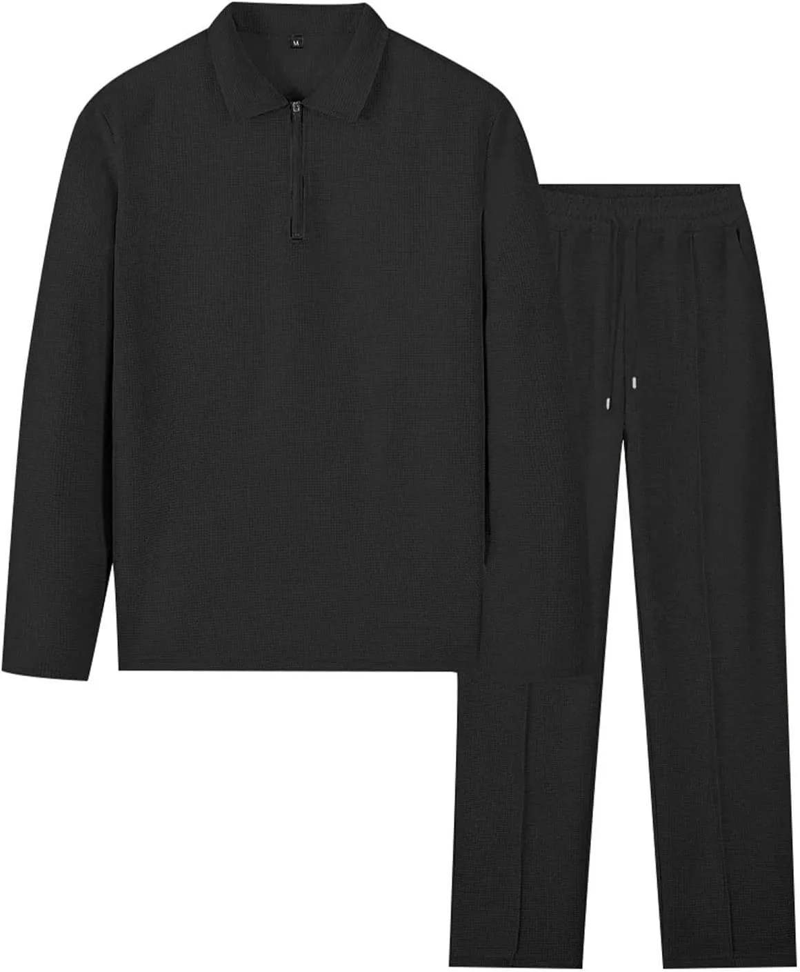 Mens Track Suits 2 Piece Set Waffle Quarter Zip Casual Athletic Jogging Outfits Long Sleeve Track Suits for Men Set