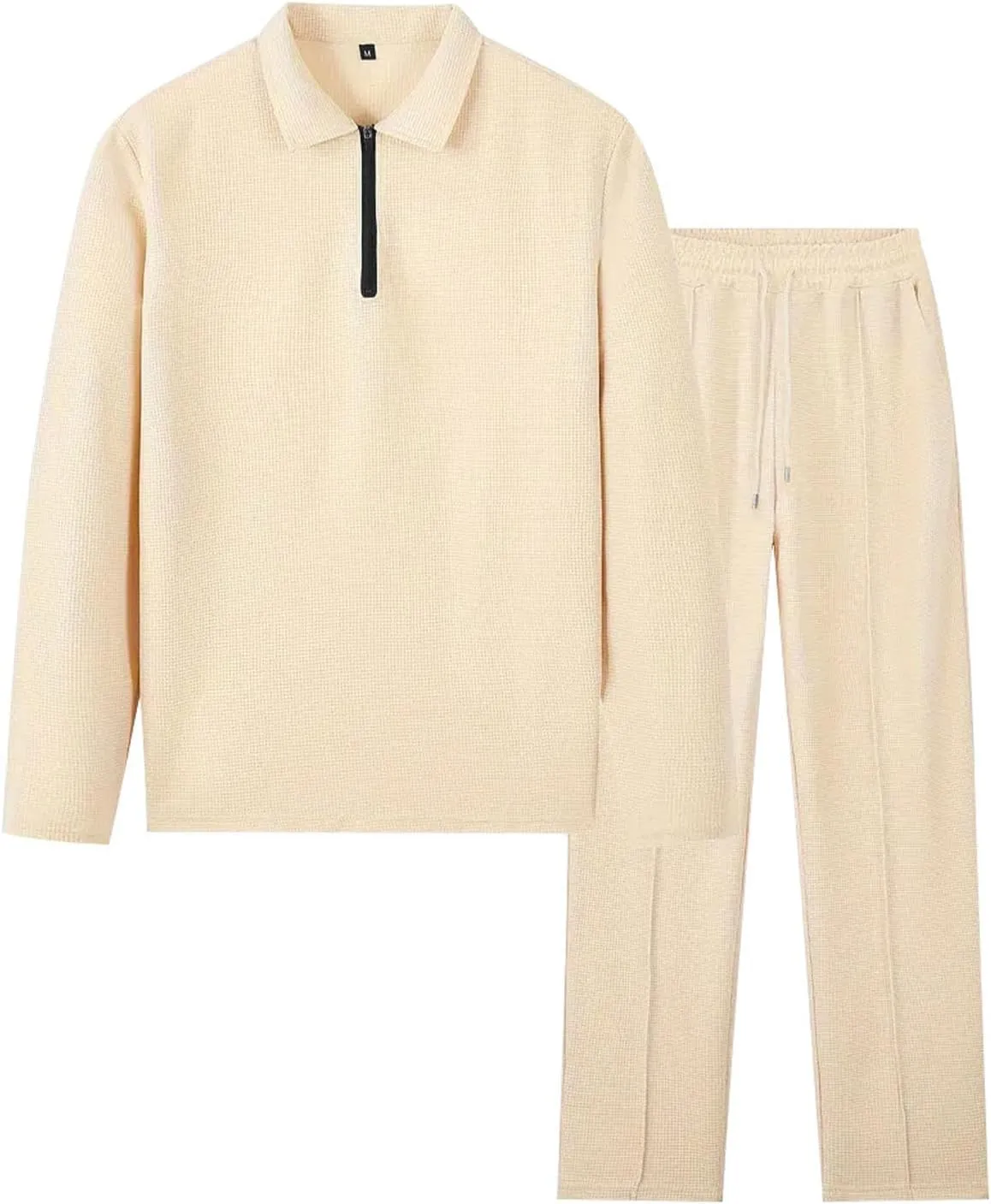 Mens Track Suits 2 Piece Set Waffle Quarter Zip Casual Athletic Jogging Outfits Long Sleeve Track Suits for Men Set
