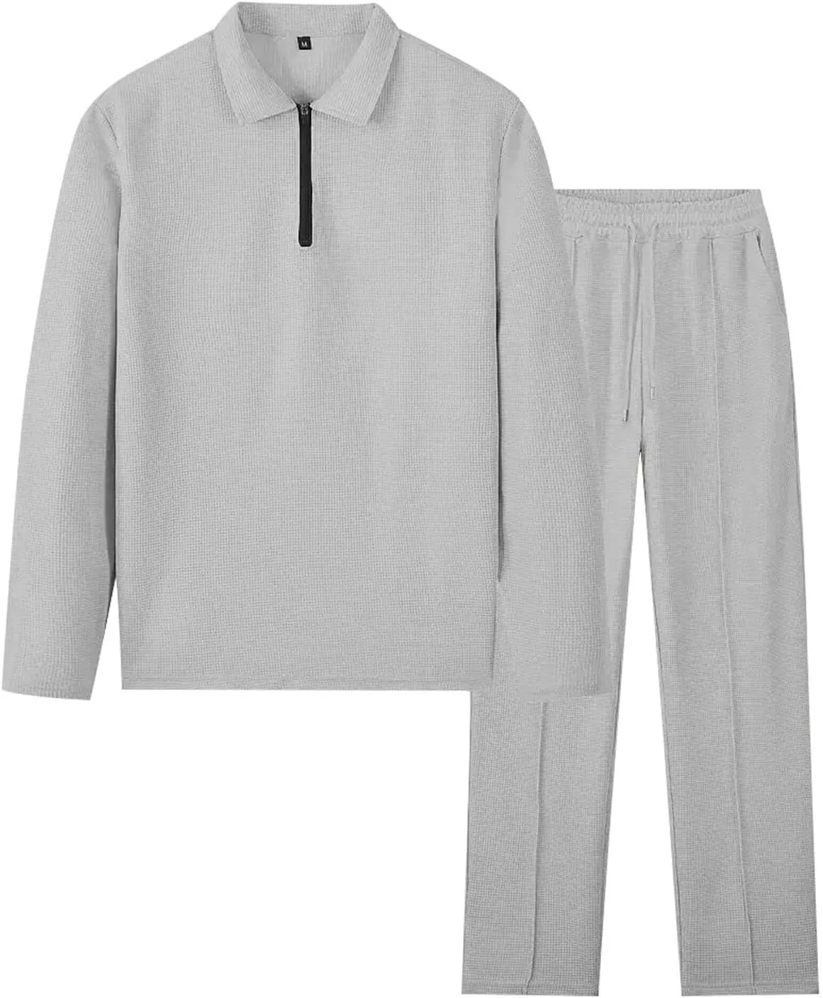 Mens Track Suits 2 Piece Set Waffle Quarter Zip Casual Athletic Jogging Outfits Long Sleeve Track Suits for Men Set