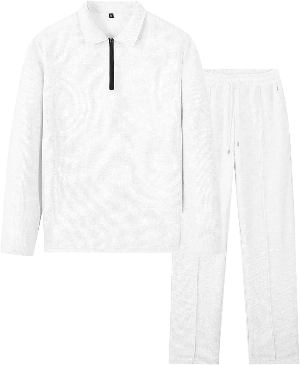 Mens Track Suits 2 Piece Set Waffle Quarter Zip Casual Athletic Jogging Outfits Long Sleeve Track Suits for Men Set