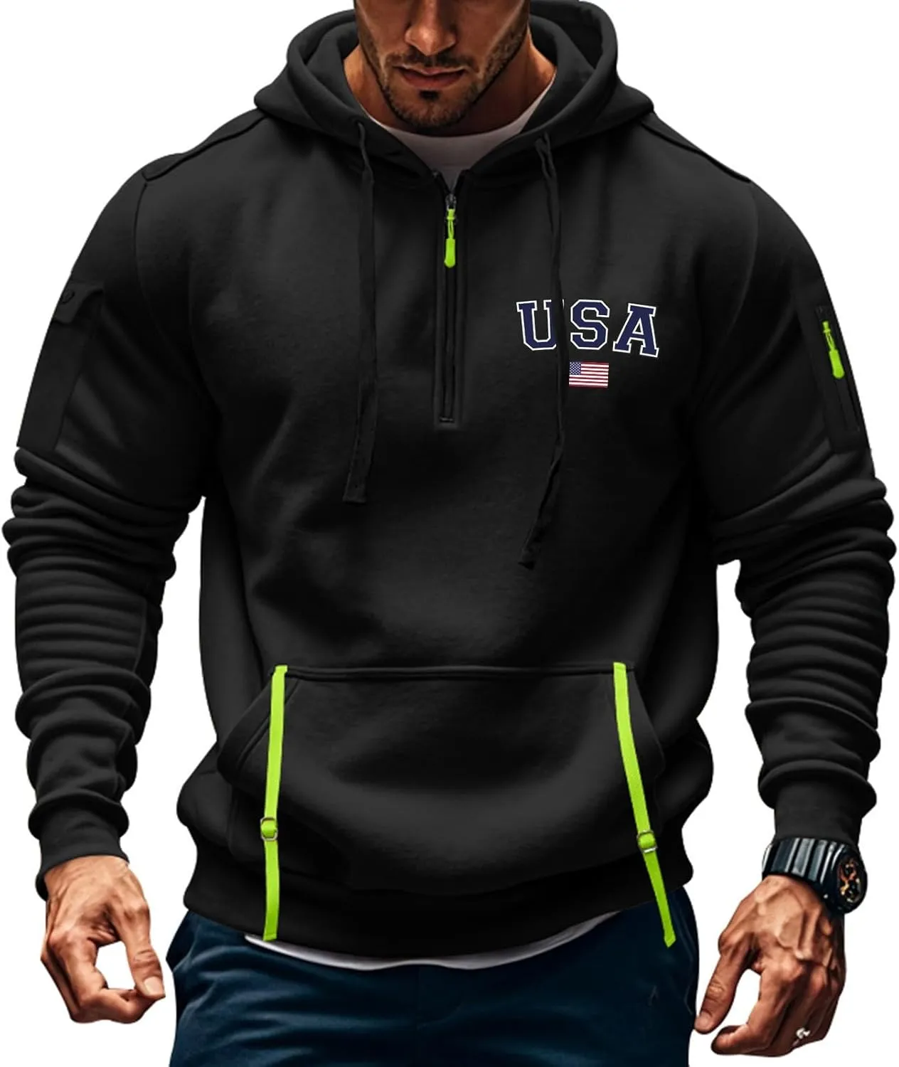 Mens Zip Up Hoodie Oversized Long Sleeve Tactical Hoodies: Vintage Sweater Graphic Aztec Ugly Sweater Sweatshirts