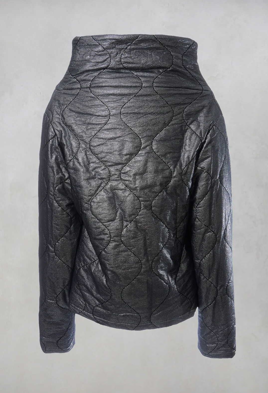 Metallic Puffer Jacket in Ortoclasio Black / Silver