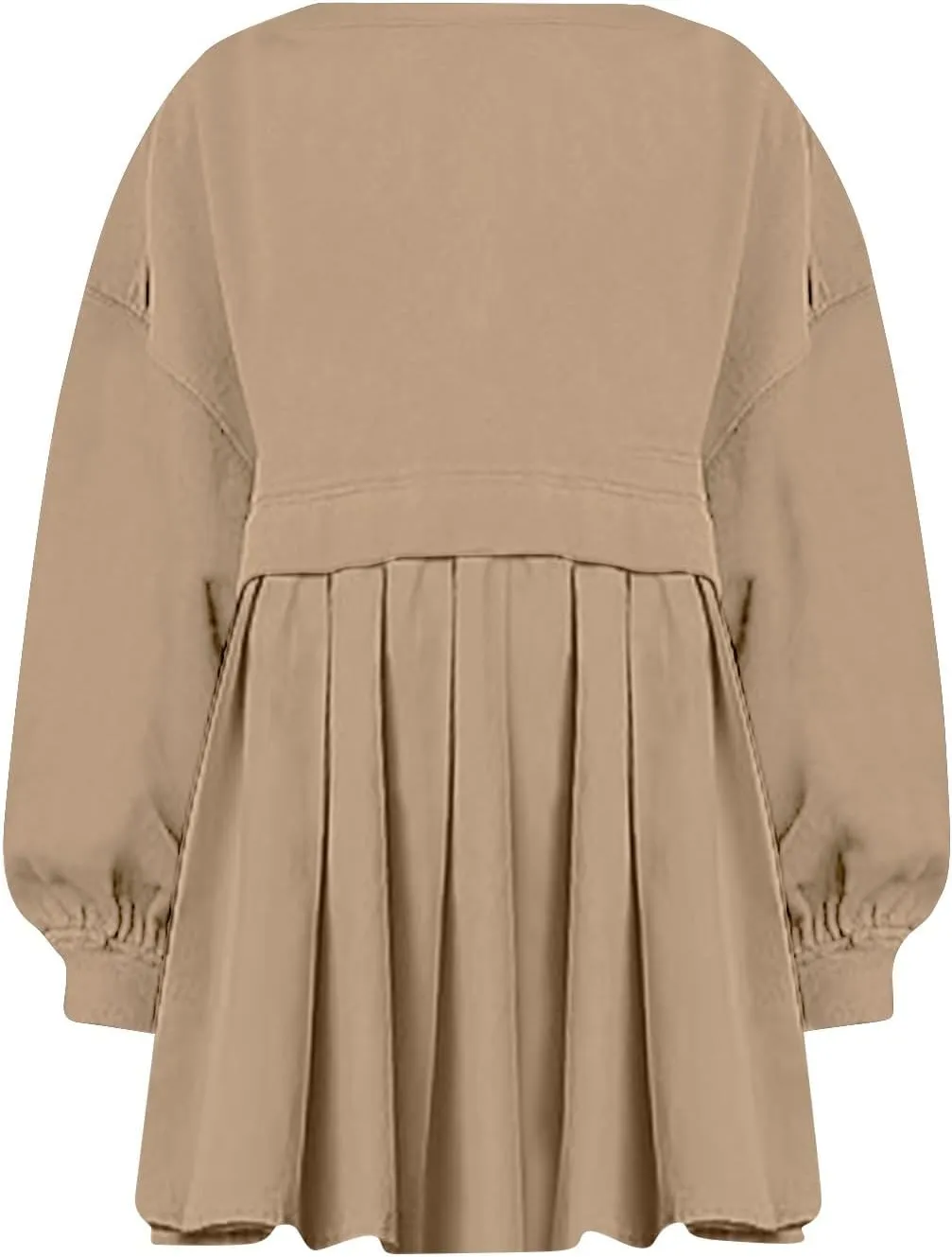 midelxp Womens Oversized Sweatshirt Dress Crewneck Patchwork Preppy Clothes Fall Long Sleeve Pullover Pleated Hem Mini Dress