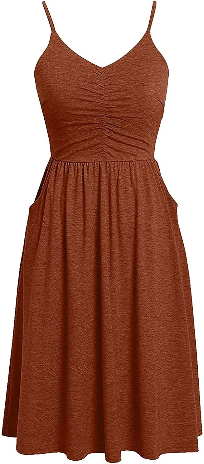 Midi Summer Dress V-Neck Temperament Women's Sling Dress Lace-up Knee-Length Women Gowns and Evening Dresses Plus