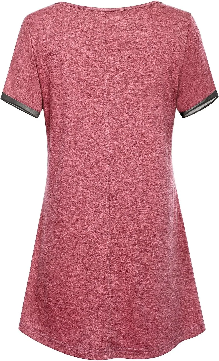 Miusey Womens Short Sleeve Tunic Tops Scoop Neck Asymmetrical Hem Tunics Chiffon Patchwork Flowy Tunic Shirts for Leggings