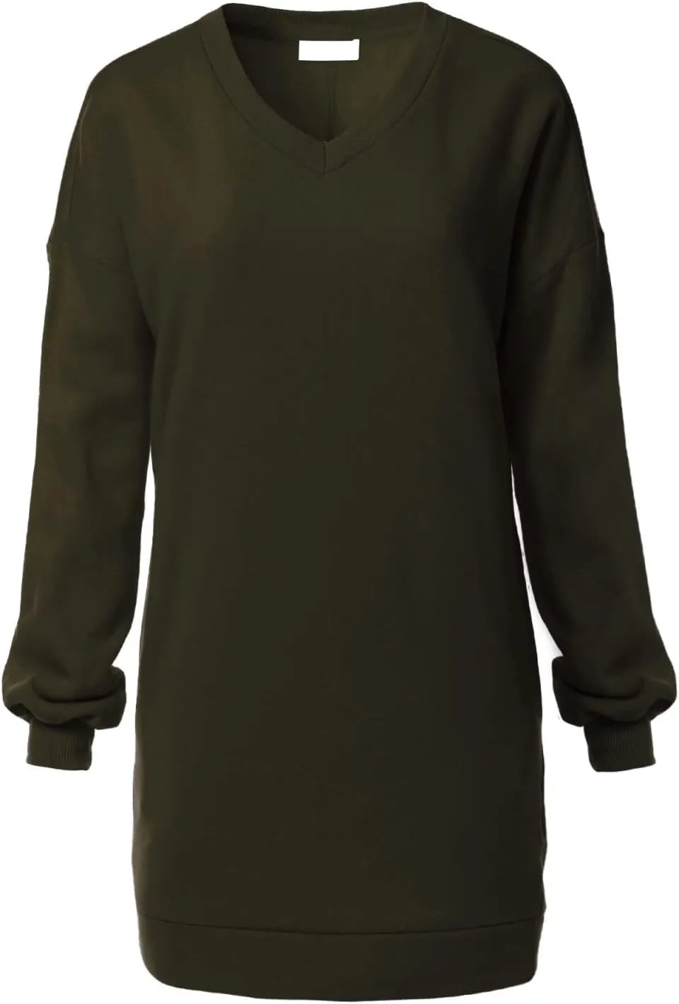 MixMatchy Women's Oversized V-Neck Tunic Sweatshirt with Side Pockets