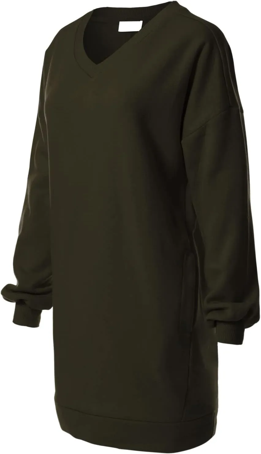 MixMatchy Women's Oversized V-Neck Tunic Sweatshirt with Side Pockets