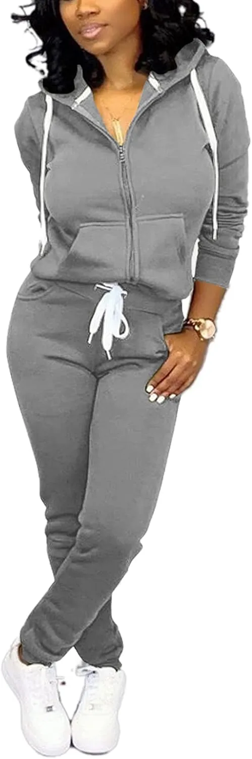 Mrskoala Two Piece Outfits for Women Tracksuit Sweat Suits Workout Jogging Sets Loungewear with Pocket