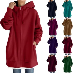 NBXNZWF Womens Zip Up Long Hoodies Lightweight Long Sleeve Tunic Hooded Sweatshirt Casual Fall Oversized Jacket With Pockets