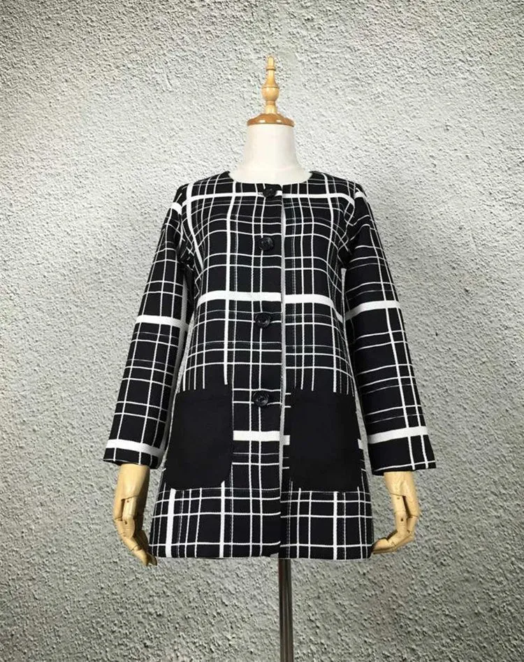 New Autumn Women Outerwear Striped Printed Jacket Slim Casual Coat