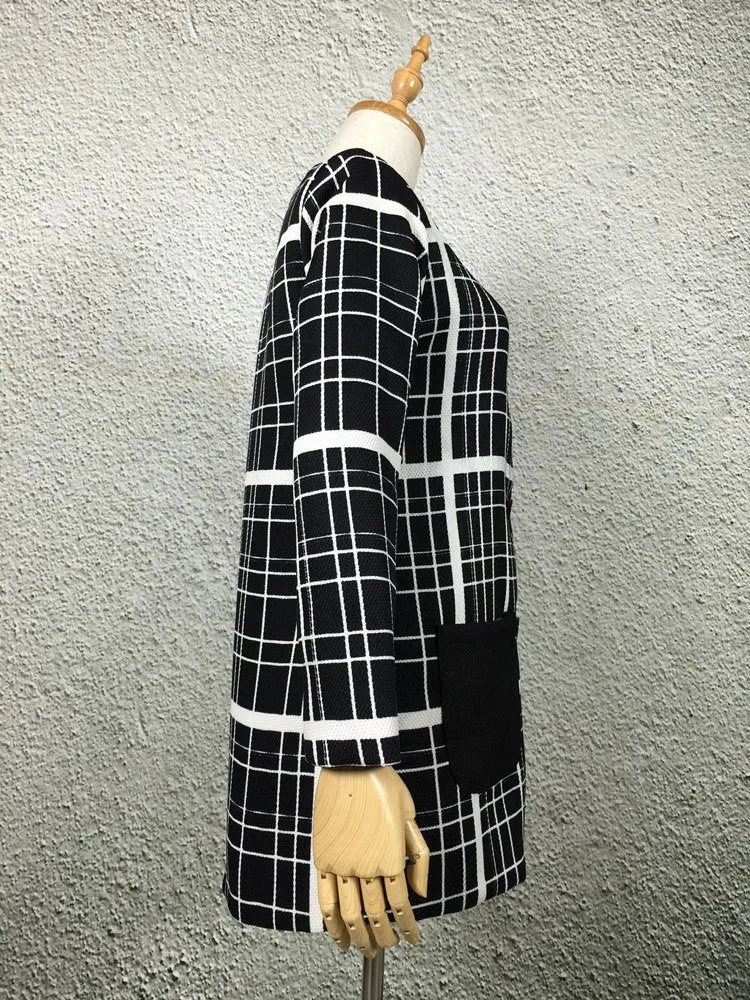 New Autumn Women Outerwear Striped Printed Jacket Slim Casual Coat
