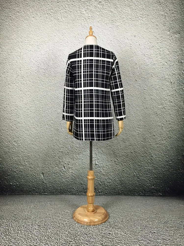 New Autumn Women Outerwear Striped Printed Jacket Slim Casual Coat