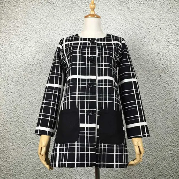New Autumn Women Outerwear Striped Printed Jacket Slim Casual Coat