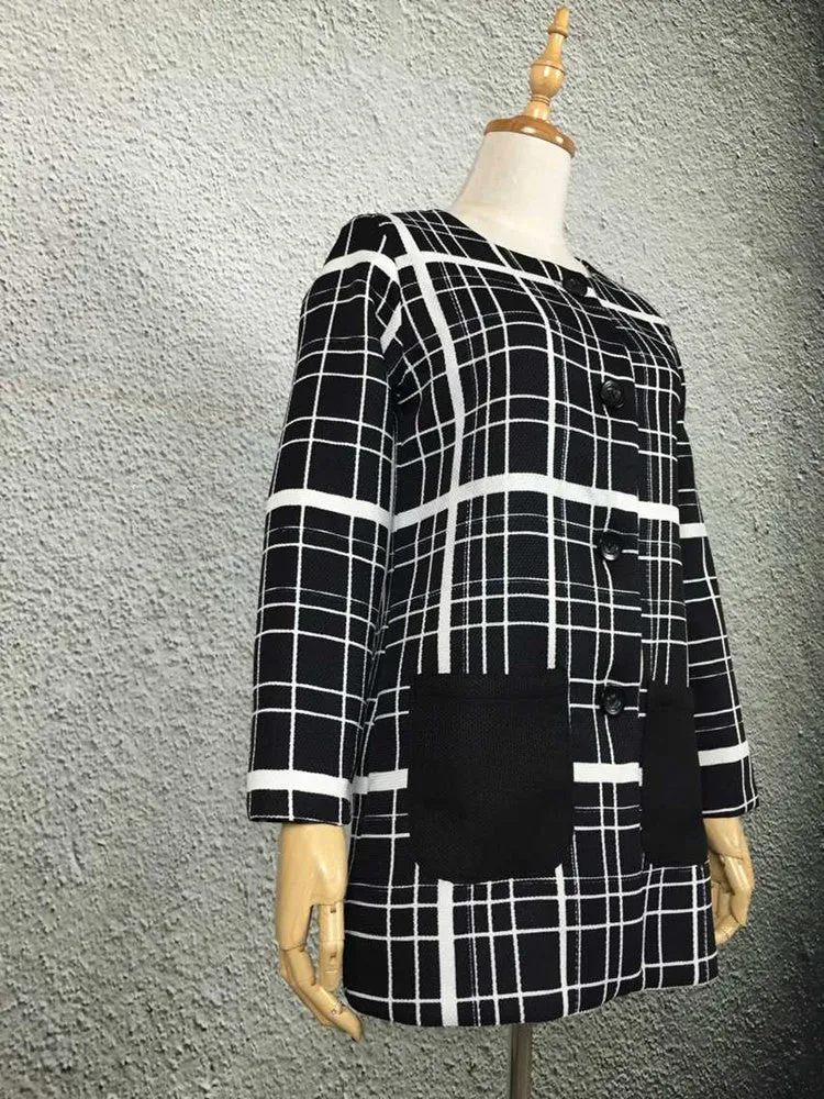 New Autumn Women Outerwear Striped Printed Jacket Slim Casual Coat