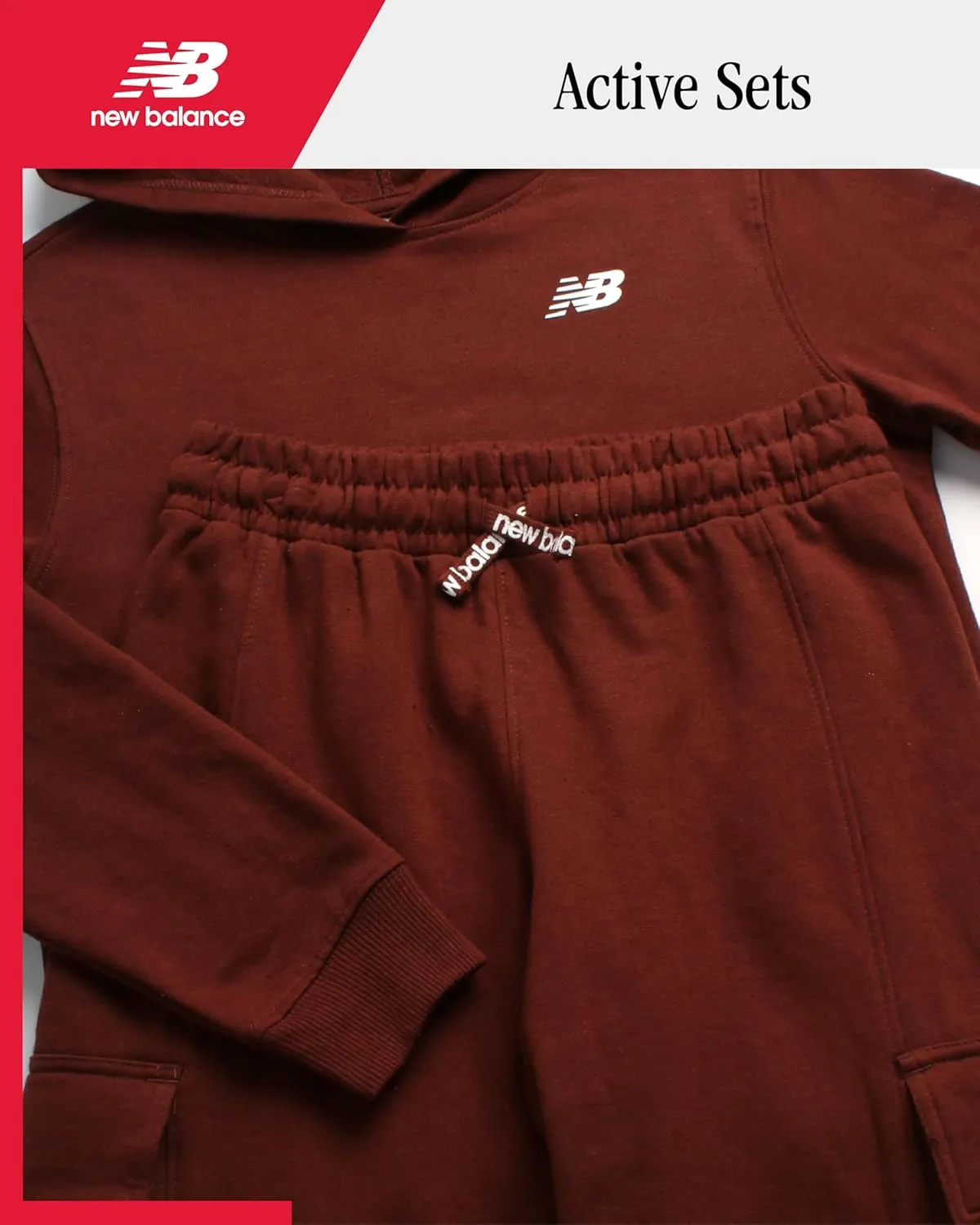 New Balance Girls' Jogger Set - 2 Piece Pullover Fleece Hoodie Sweatshirt and Jogger Sweatpants for Girls (Sizes: 5-16)