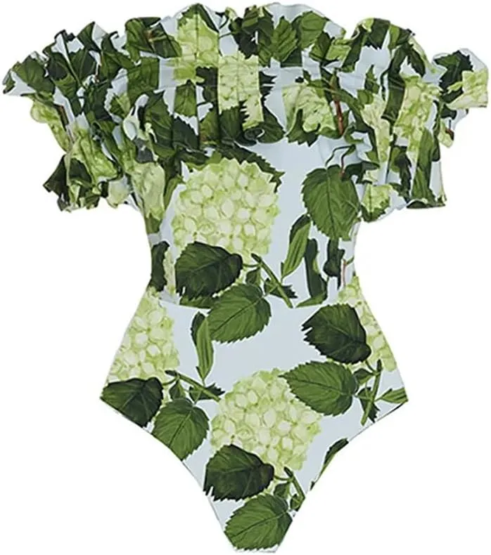 OBEEII Womens One Piece Swimsuit with Cover up Skirt Set Retro Floral Tummy Control Bikini Matching Bathing Suit Beachwear
