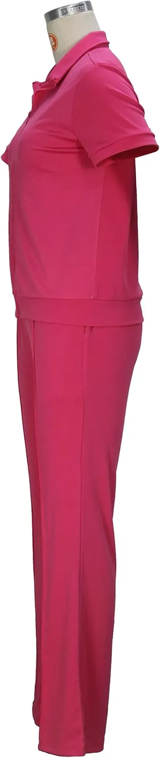 OCEANLUX Women's Lounge Tracksuit Set Two Piece Full Zip Up Short Sleeve Jacket & Drawstring pants Outfits