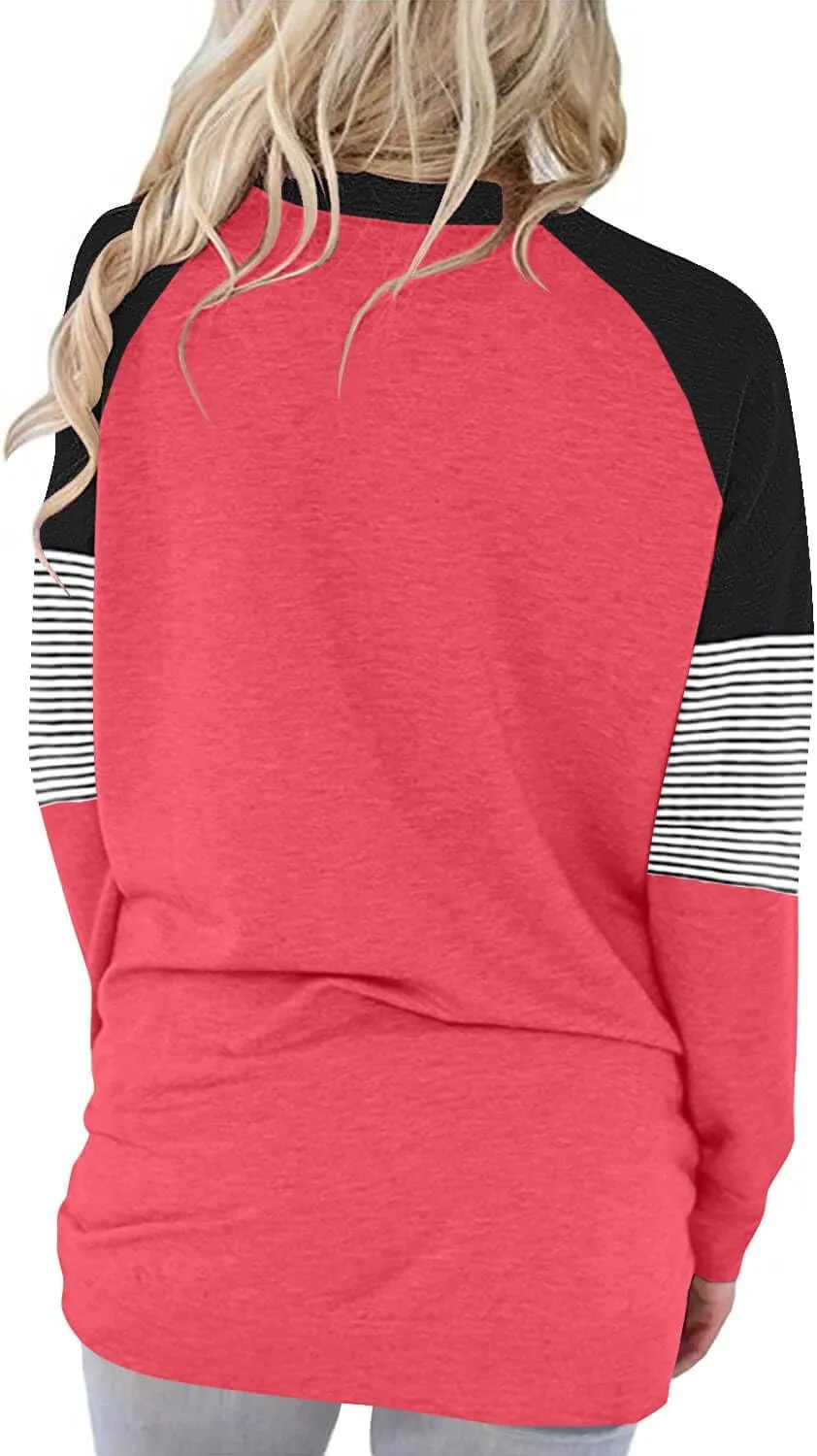 ONLYSHE Womens Crewneck Sweatshirt Casual Loose Fitting Tops Long Sleeve T Shirt