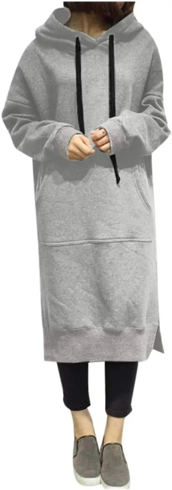Oversized Hoodie Dress for Women Oversized Casual Hooded Pullover Long Sleeve Drawstring Hoodies Dress Pockets