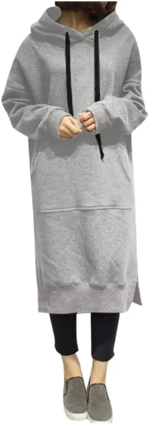 Oversized Hoodie Dress for Women Oversized Casual Hooded Pullover Long Sleeve Drawstring Hoodies Dress Pockets