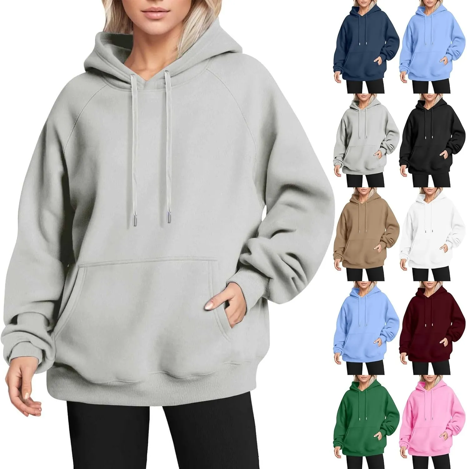 Oversized Hoodies for Women Trendy Fleece Cotton Sweatshirts Drawstring Baggy Raglan Hooded Pullover Tops with Pocket