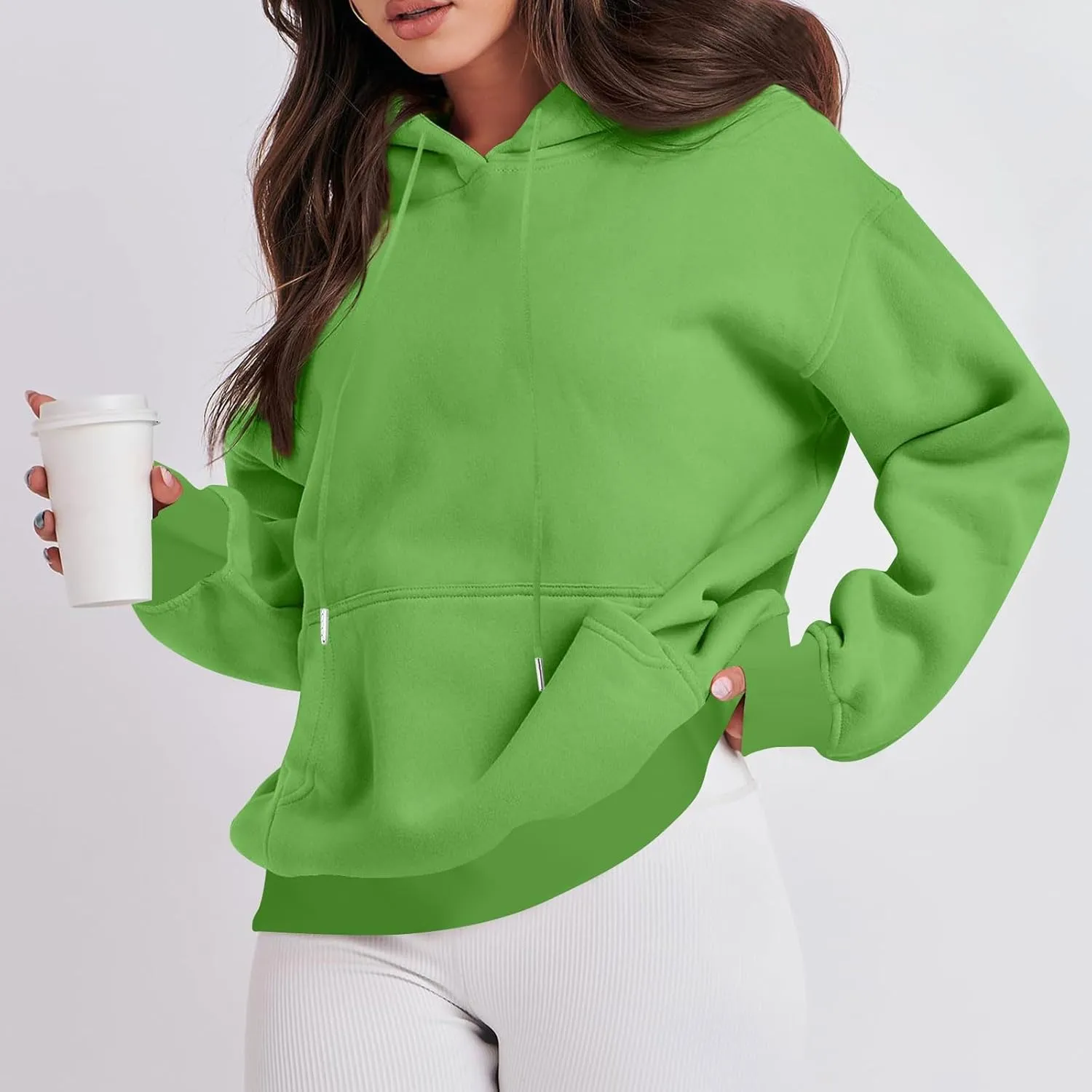 Oversized Hoodies For Women,2024 Fall Trendy Basic Plain Y2K Hoodies Drawstring Pullover Tops Long Sleeve Sweatshirt
