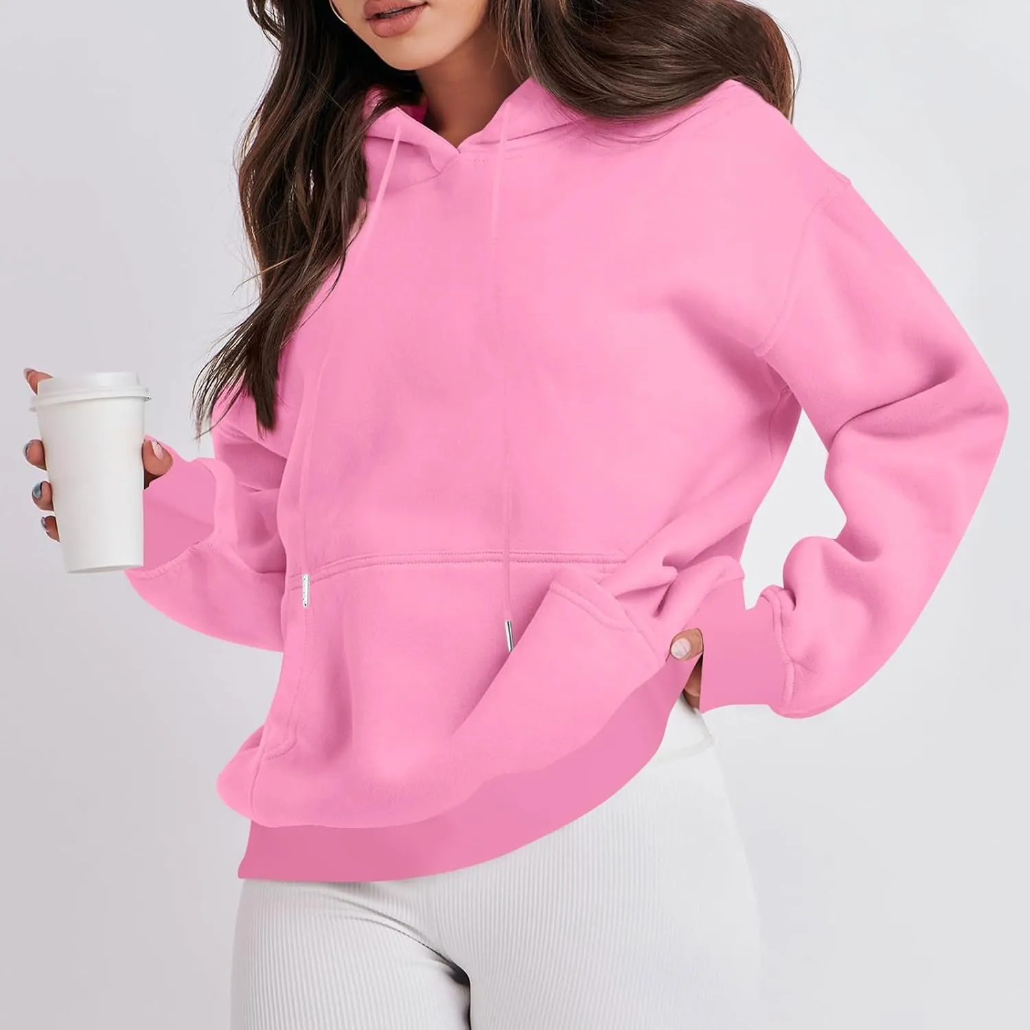 Oversized Hoodies For Women,2024 Fall Trendy Basic Plain Y2K Hoodies Drawstring Pullover Tops Long Sleeve Sweatshirt