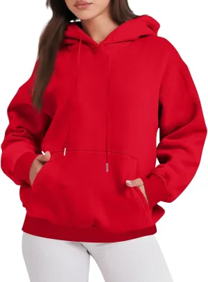 Oversized Hoodies For Women,2024 Fall Trendy Basic Plain Y2K Hoodies Drawstring Pullover Tops Long Sleeve Sweatshirt
