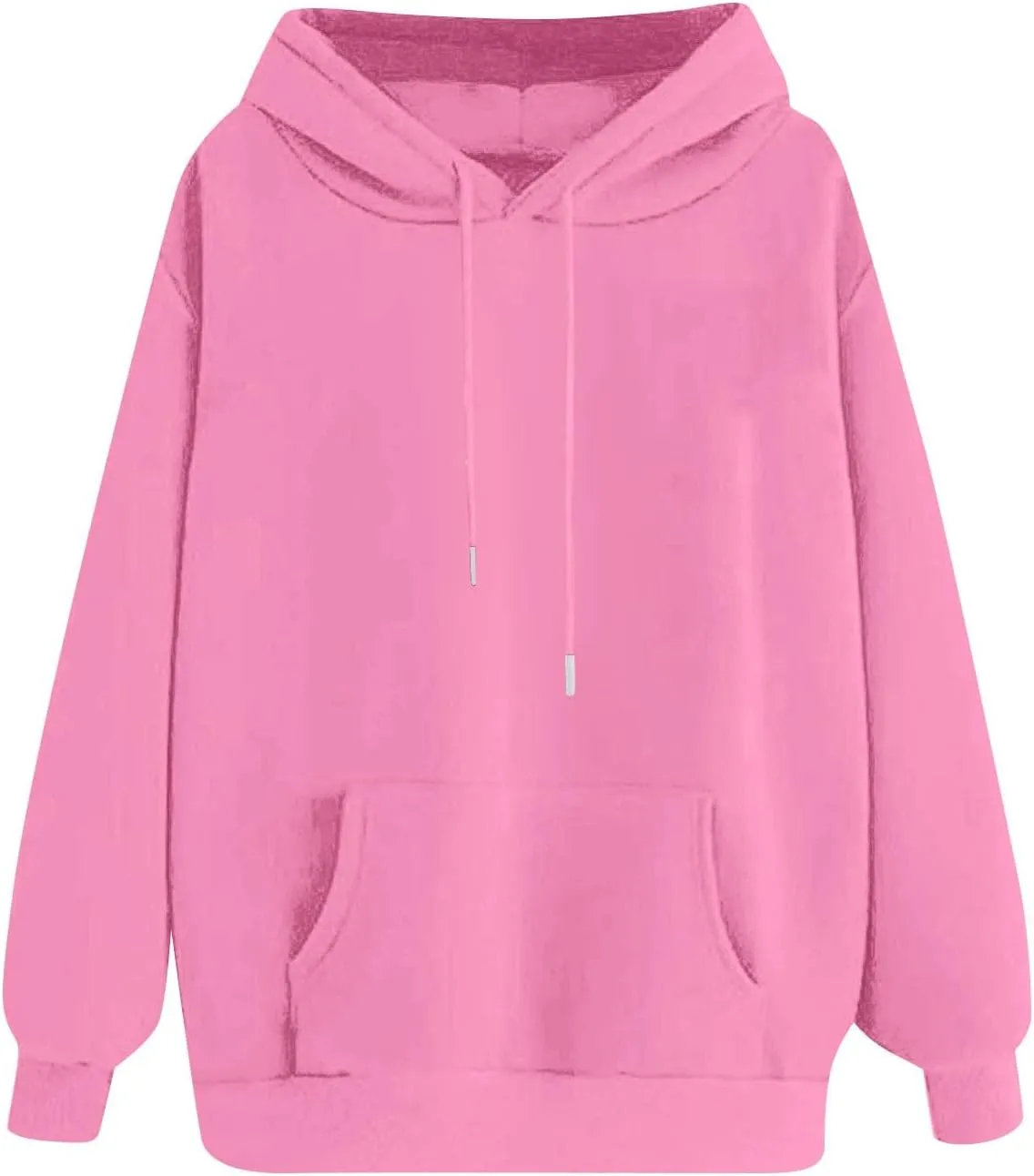 Oversized Hoodies For Women,2024 Fall Trendy Basic Plain Y2K Hoodies Drawstring Pullover Tops Long Sleeve Sweatshirt