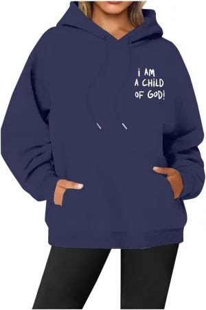 Oversized I am a Child Of God Hoodie Christian Faith Religious God Tops Man Woman Longs Sleeve Pullover Sweatshirt