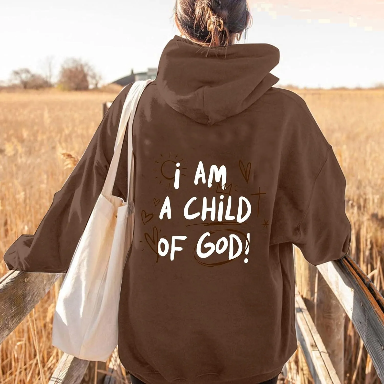 Oversized I am a Child Of God Hoodie Christian Faith Religious God Tops Man Woman Longs Sleeve Pullover Sweatshirt
