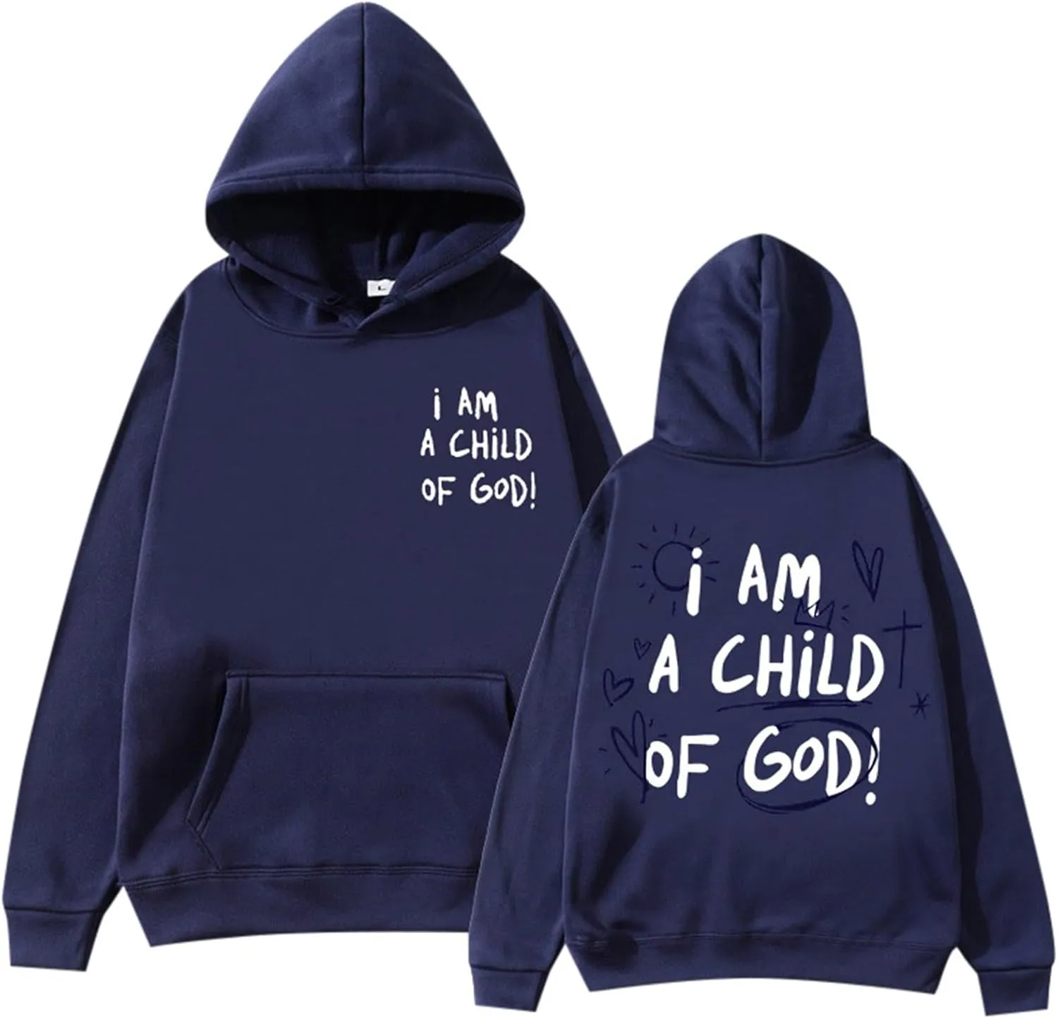 Oversized I am a Child Of God Hoodie Christian Faith Religious God Tops Man Woman Longs Sleeve Pullover Sweatshirt
