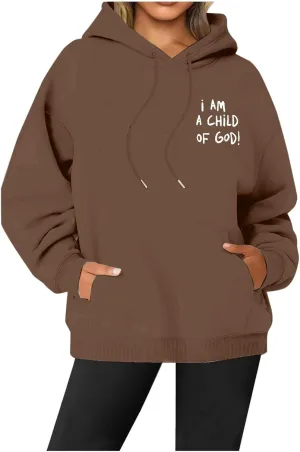 Oversized I am a Child Of God Hoodie Christian Faith Religious God Tops Man Woman Longs Sleeve Pullover Sweatshirt