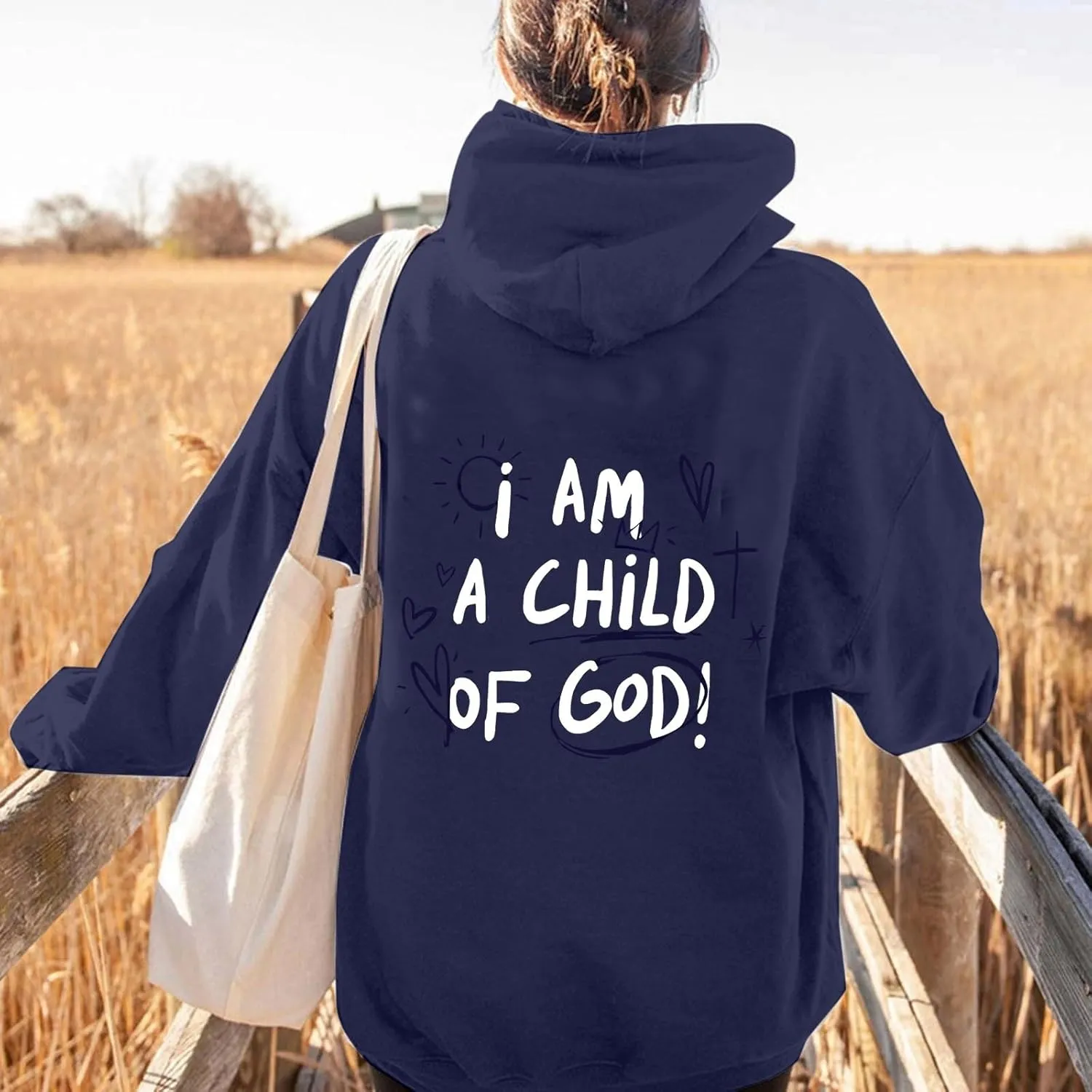 Oversized I am a Child Of God Hoodie Christian Faith Religious God Tops Man Woman Longs Sleeve Pullover Sweatshirt