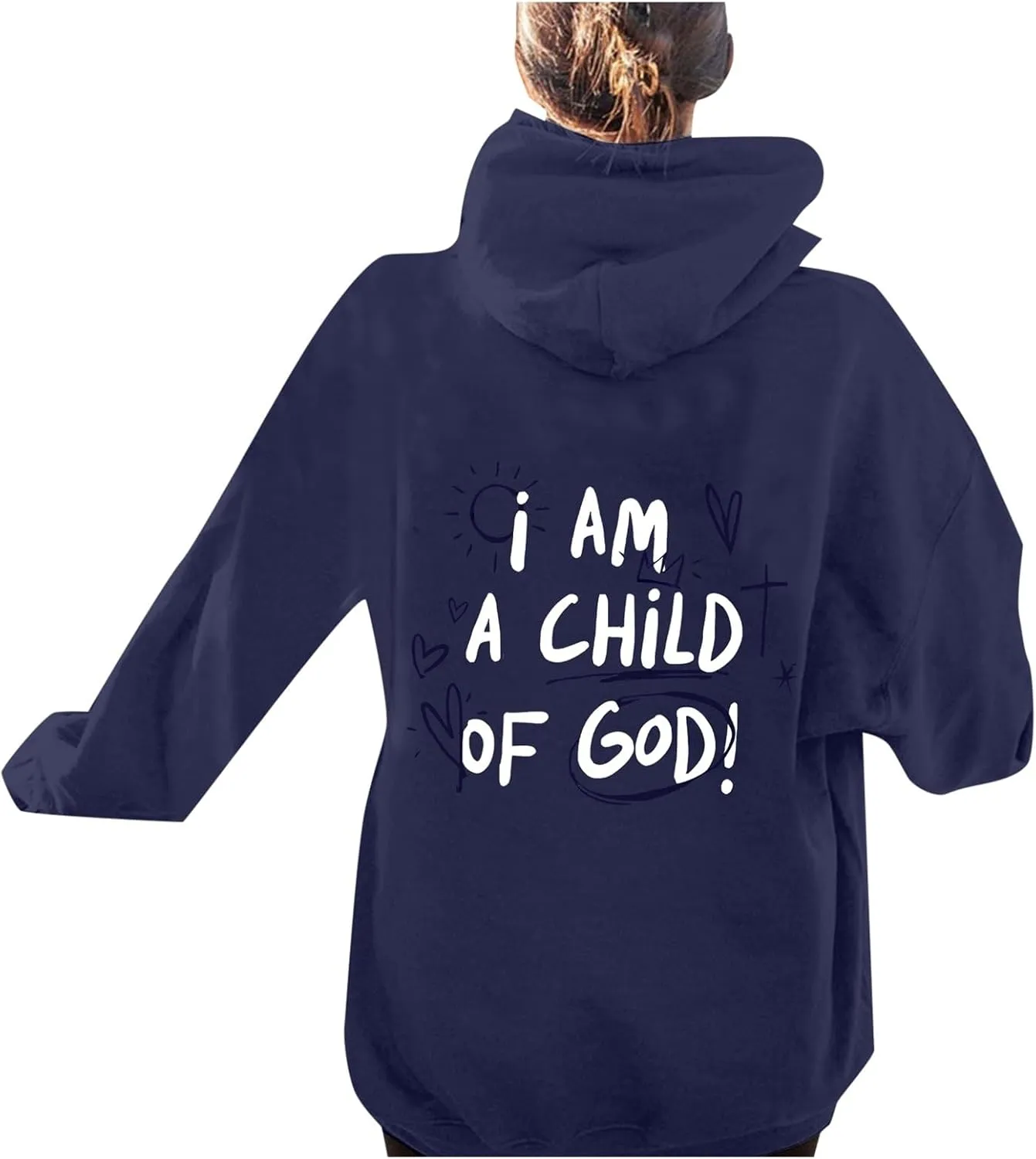 Oversized I am a Child Of God Hoodie Christian Faith Religious God Tops Man Woman Longs Sleeve Pullover Sweatshirt