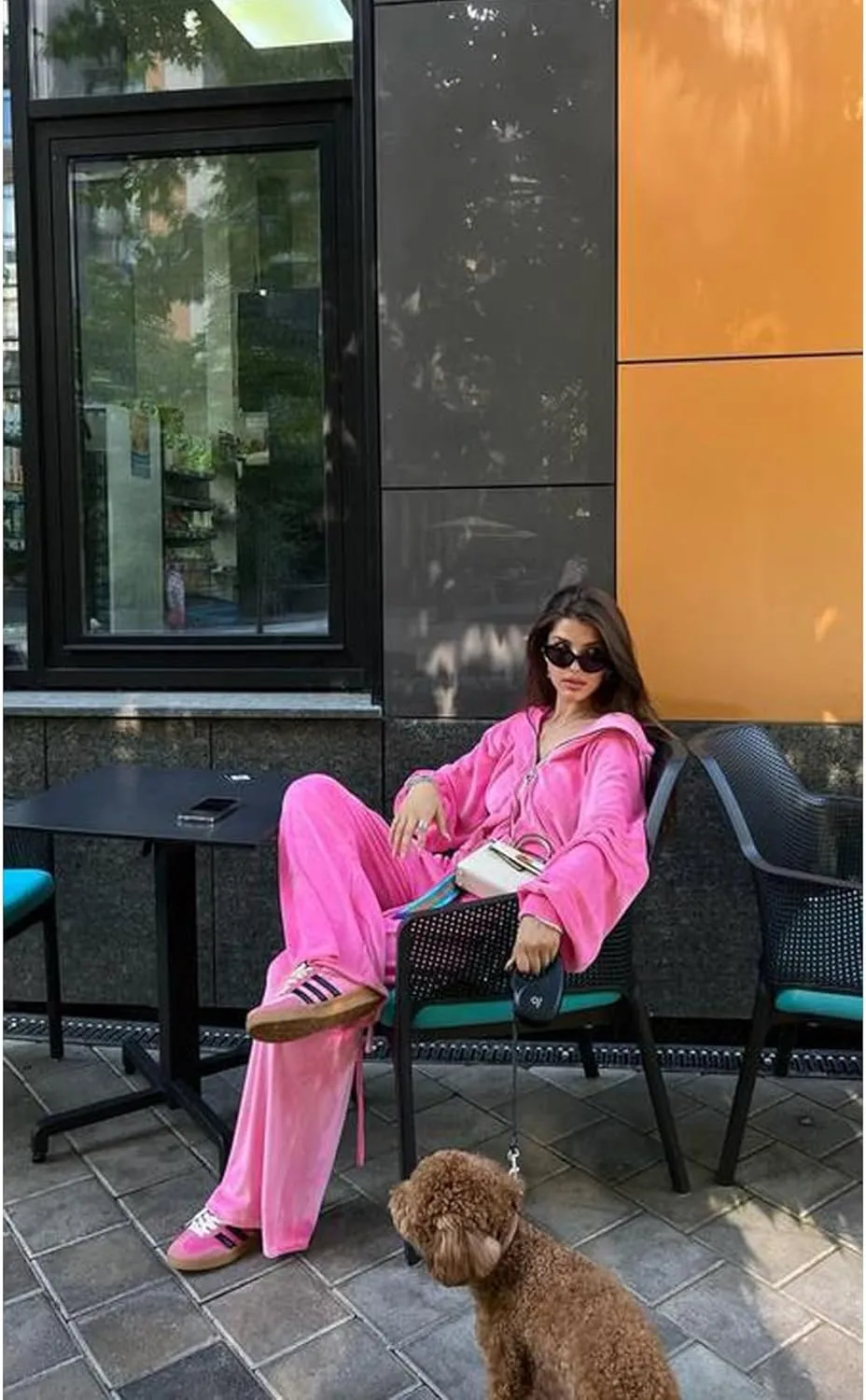 Perbai Womens Velour Tracksuit 2 Piece Sweatsuit Oversized Full Zip Hoodie Wide Leg Pants Sets