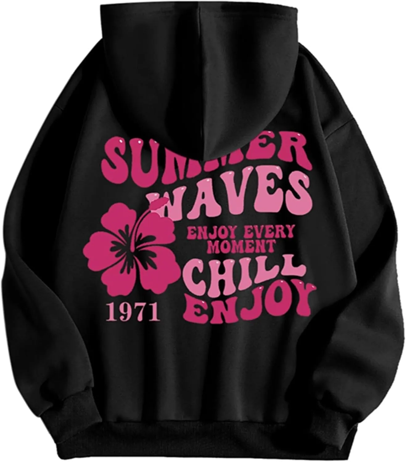 Pink Palm Puff Hoodie Sweatshirt for Women Oversized Graphic Hoodies Hooded Neck Pullover Sweater Fall Outfits 2024