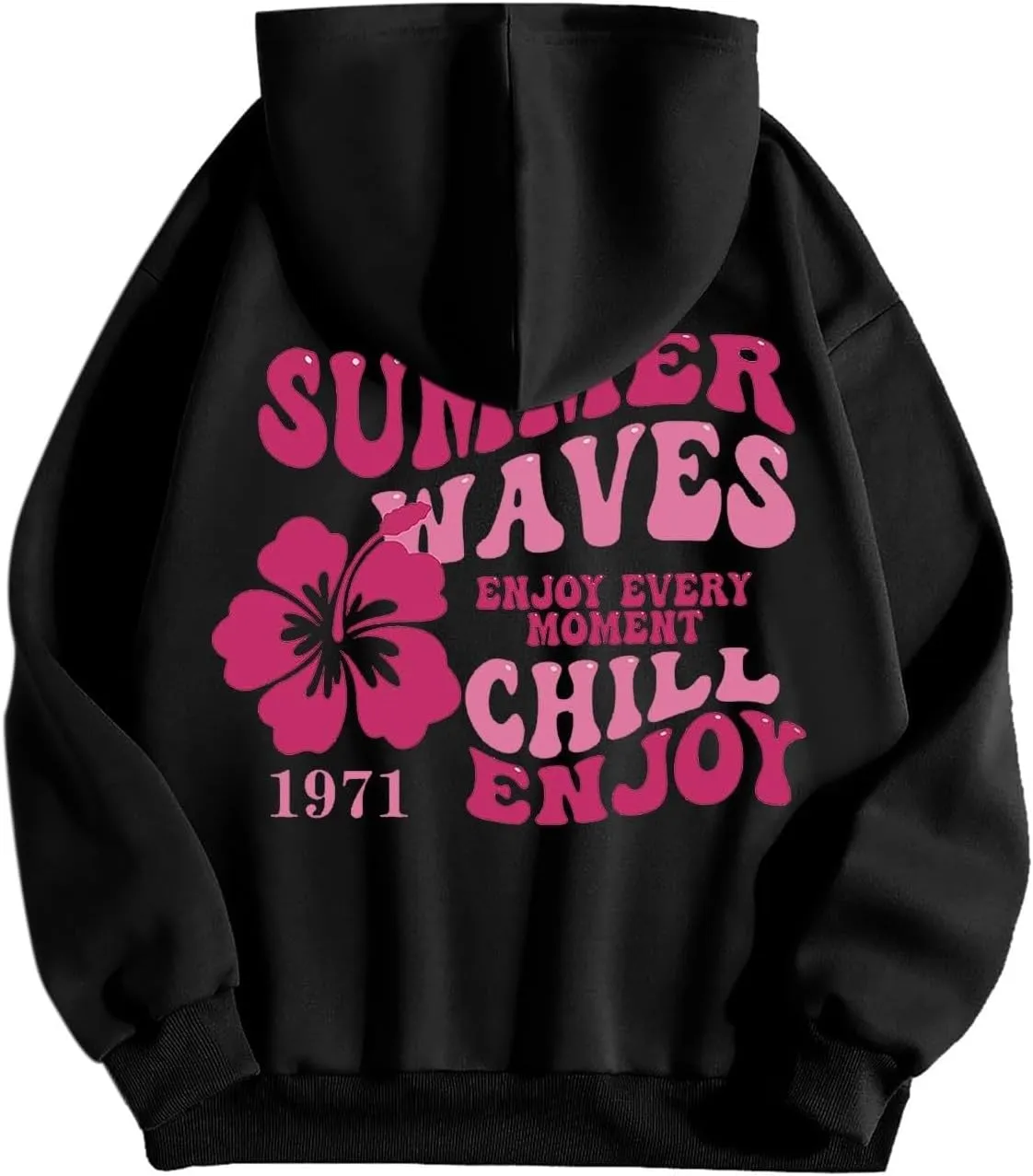 Pink Palm Puff Hoodie Sweatshirt for Women Oversized Graphic Hoodies Hooded Neck Pullover Sweater Fall Outfits 2024