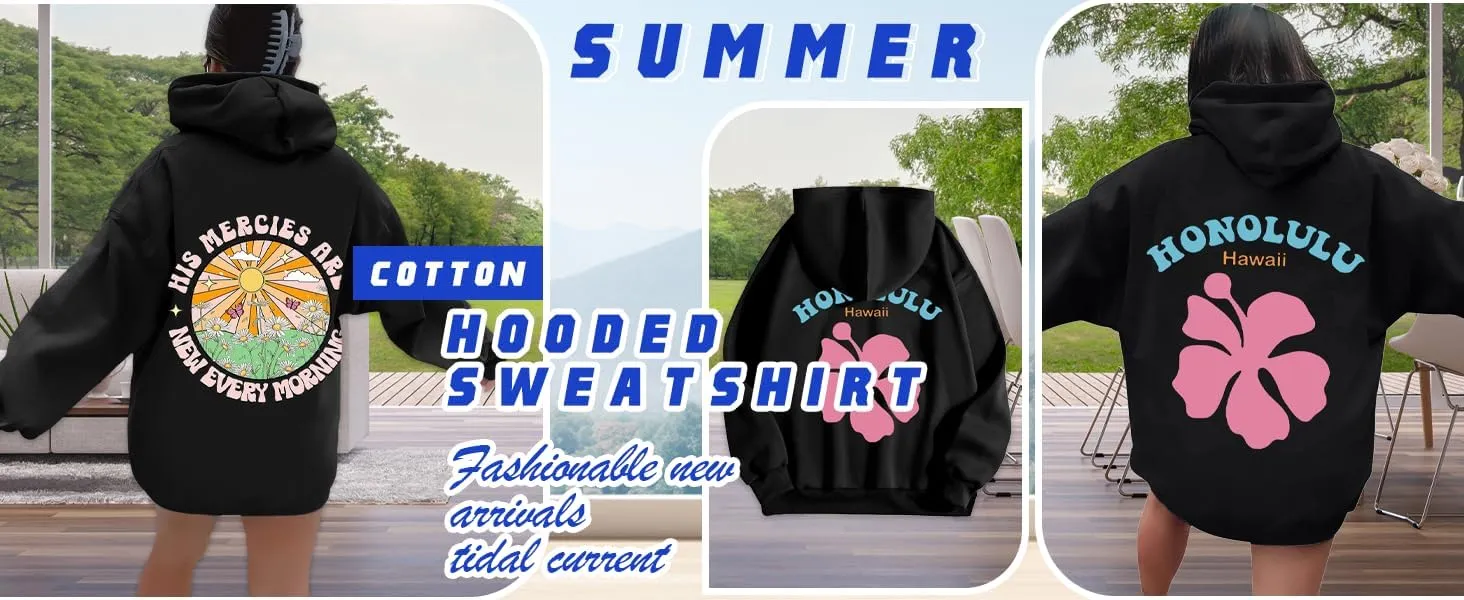 Pink Palm Puff Hoodie Sweatshirt for Women Oversized Graphic Hoodies Hooded Neck Pullover Sweater Fall Outfits 2024