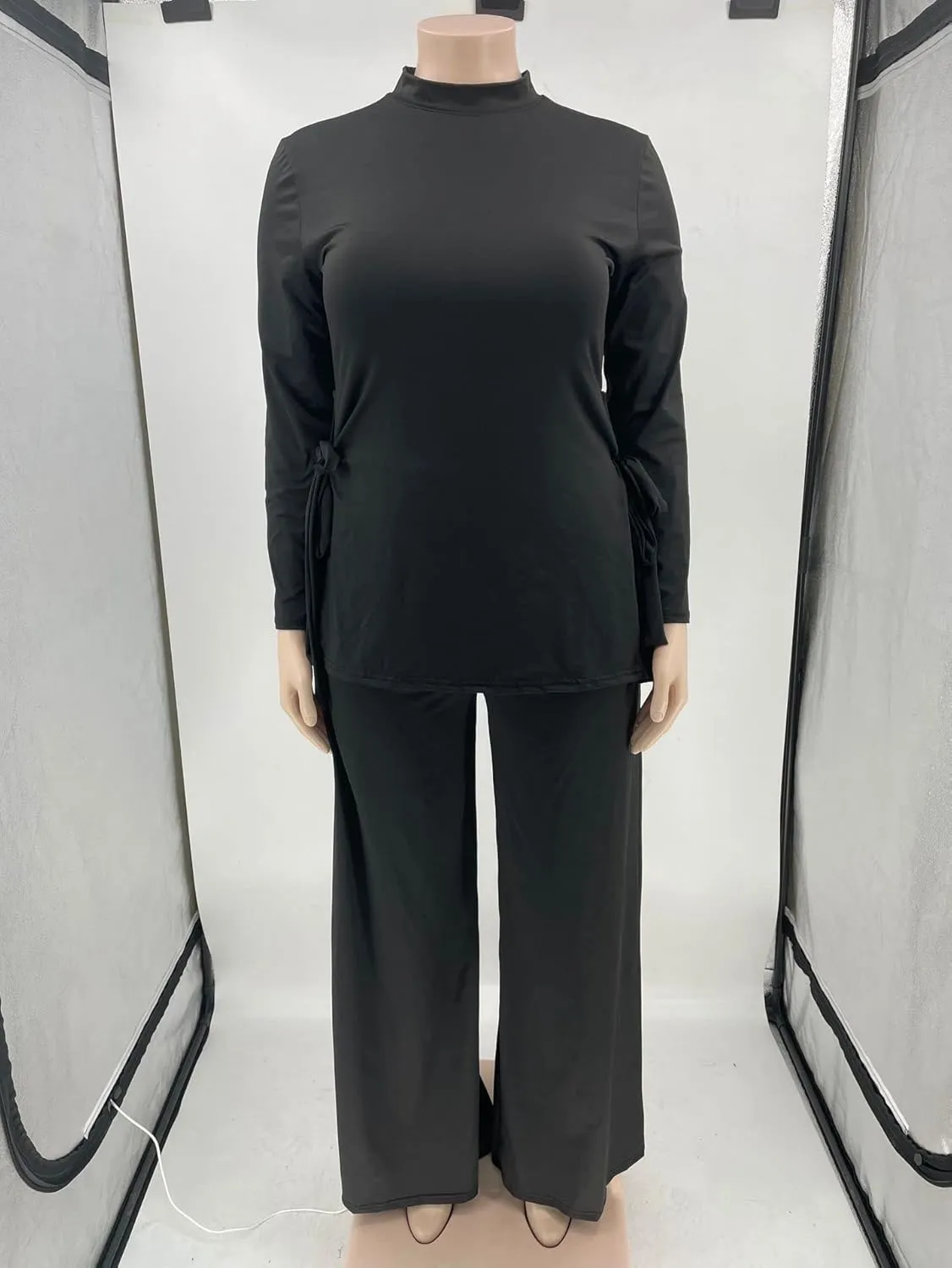 Plus Size 2 Piece Outfits for Women Pants Sets Sexy Elegant Long Sleeve Split Shirt Bodycon Casual tracksuits