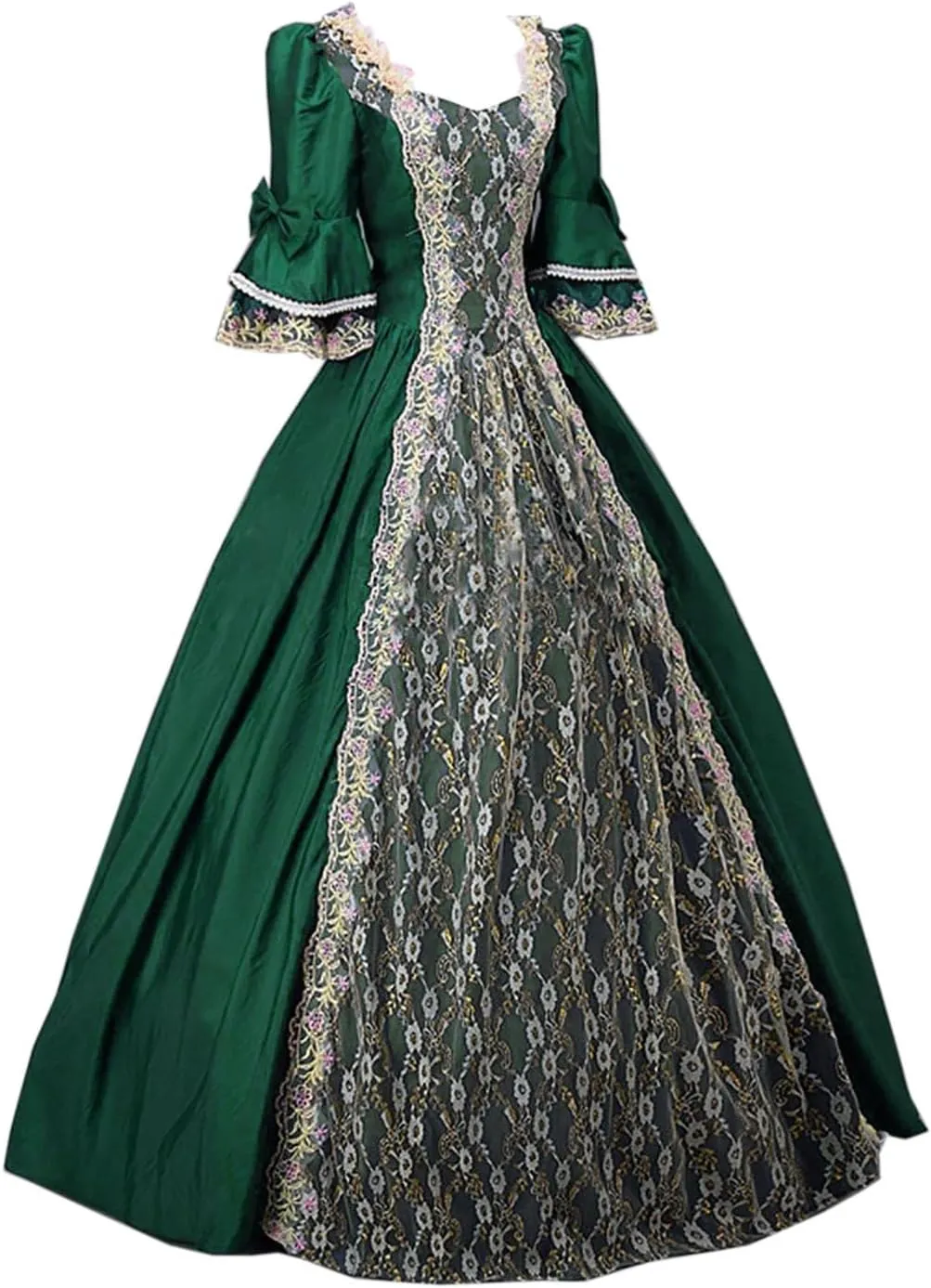 Plus Size Renaissance Dress Women Short Sleeve Medieval Dress Elegant Victorian Dress Floral 18th Century Queen Dress
