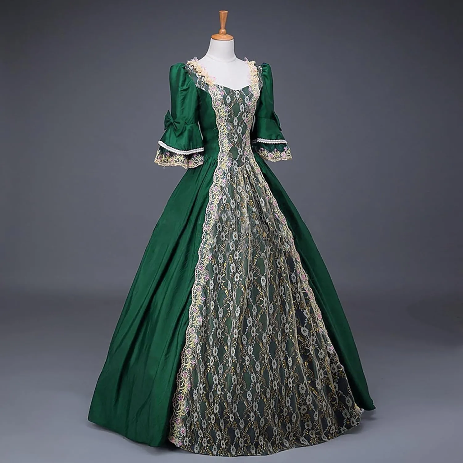 Plus Size Renaissance Dress Women Short Sleeve Medieval Dress Elegant Victorian Dress Floral 18th Century Queen Dress