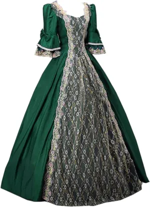 Plus Size Renaissance Dress Women Short Sleeve Medieval Dress Elegant Victorian Dress Floral 18th Century Queen Dress