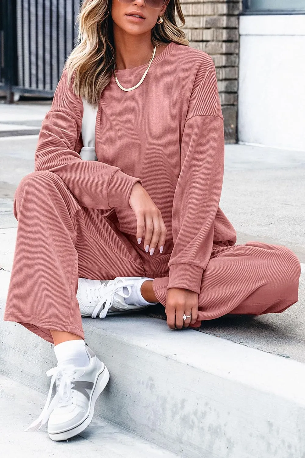 PRETTYGARDEN Women's 2 Piece Outfits 2024 Winter Fashion Tracksuits Long Sleeve Pullover Tops Straight Leg Pants Lounge Sets