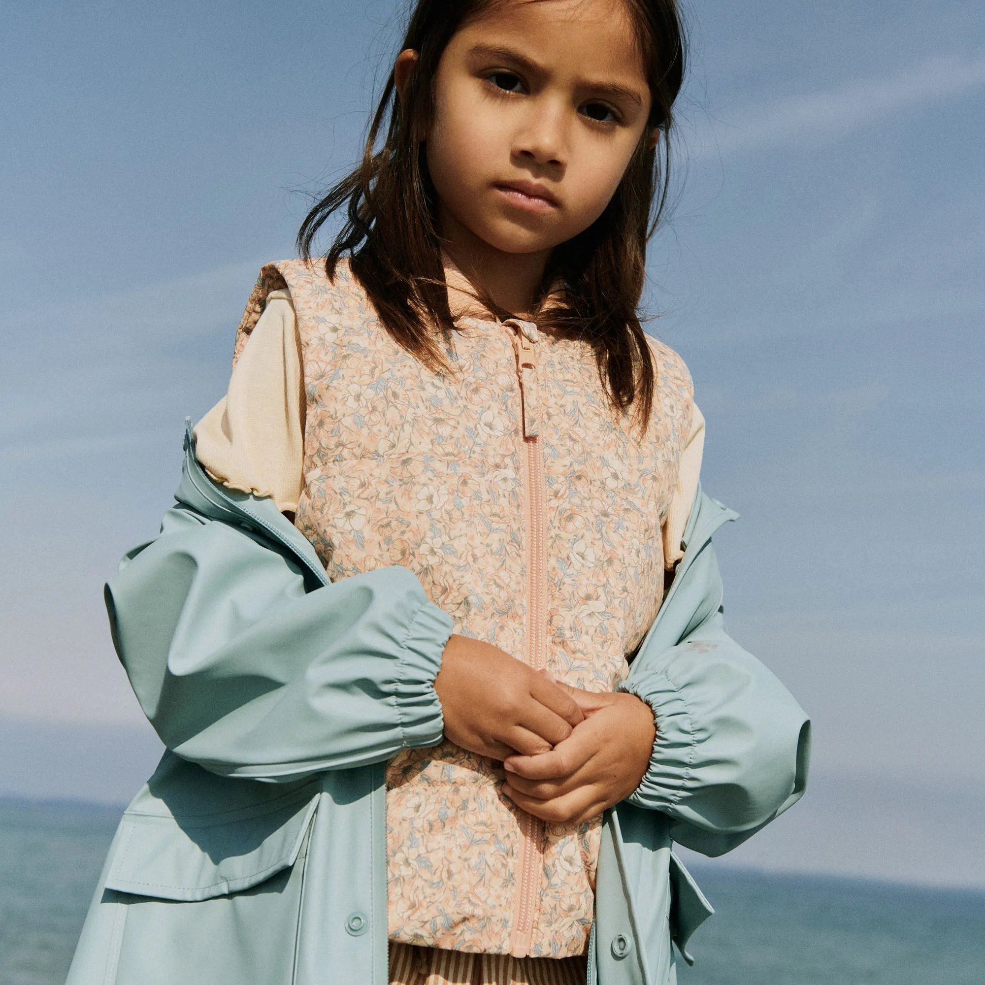 Puffer Waistcoat Andre - pink sand flowers