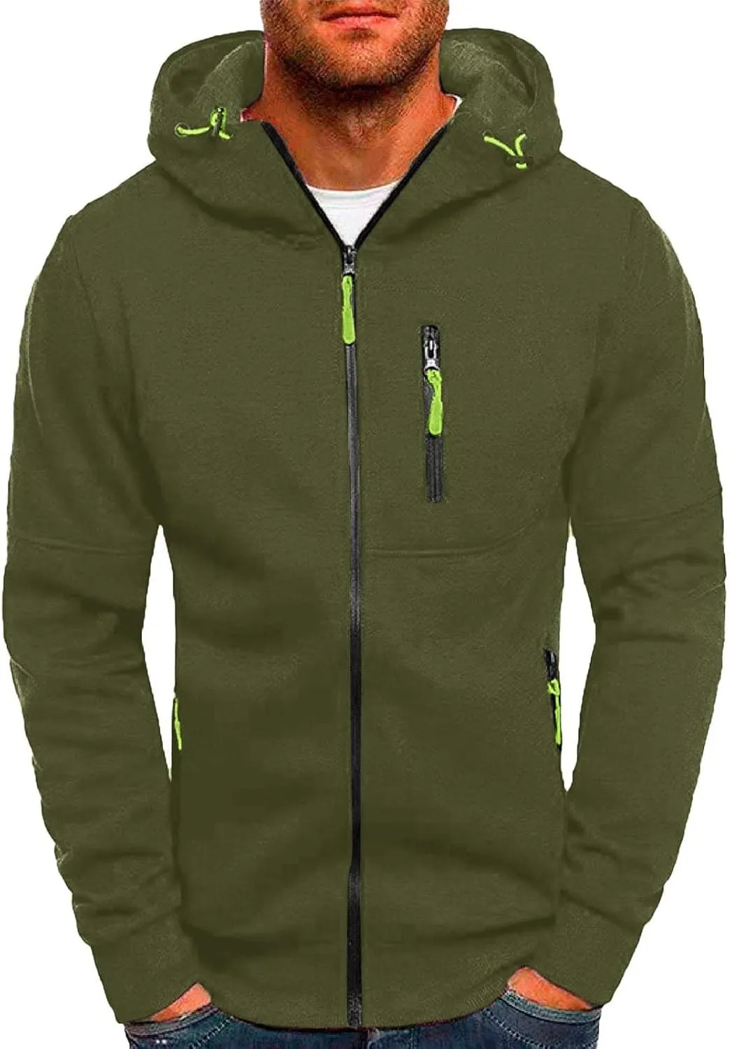 Pullover & Full Zip Mens' Autumn Winter Long Sleeve Zipper Hooded Sweatshirt Men's Hooded Fleece Sweatshirt With